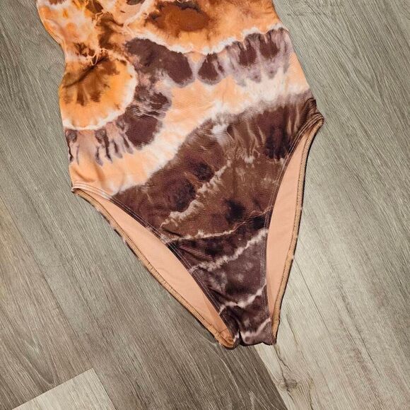 H&M Tie Dye One Piece Swimsuit size Small V Neckline size 4 - Picture 2 of 4